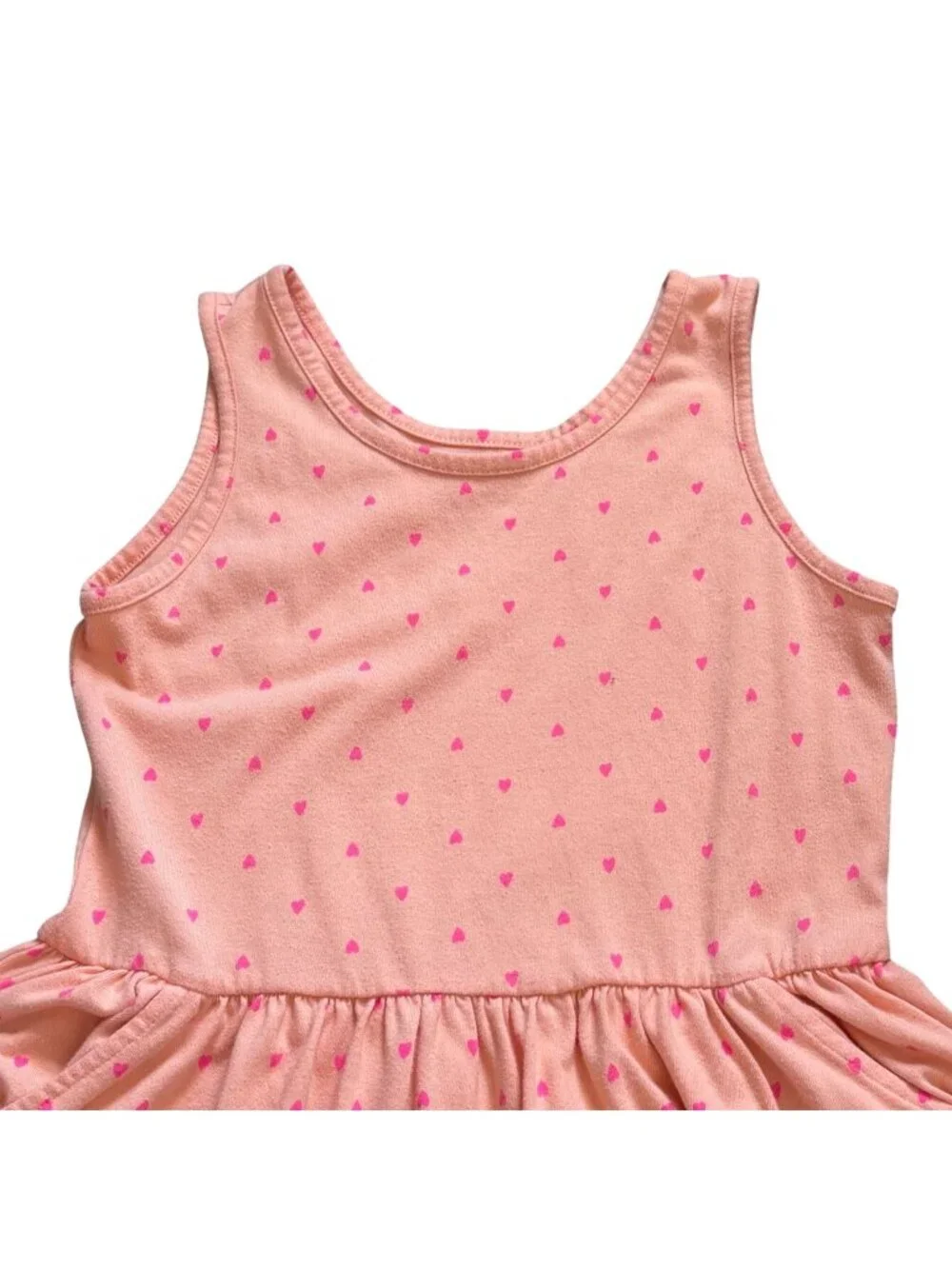 Cat & Jack Girls Sleeveless Dress With Heart Details-Orange/Pink-14-GUC